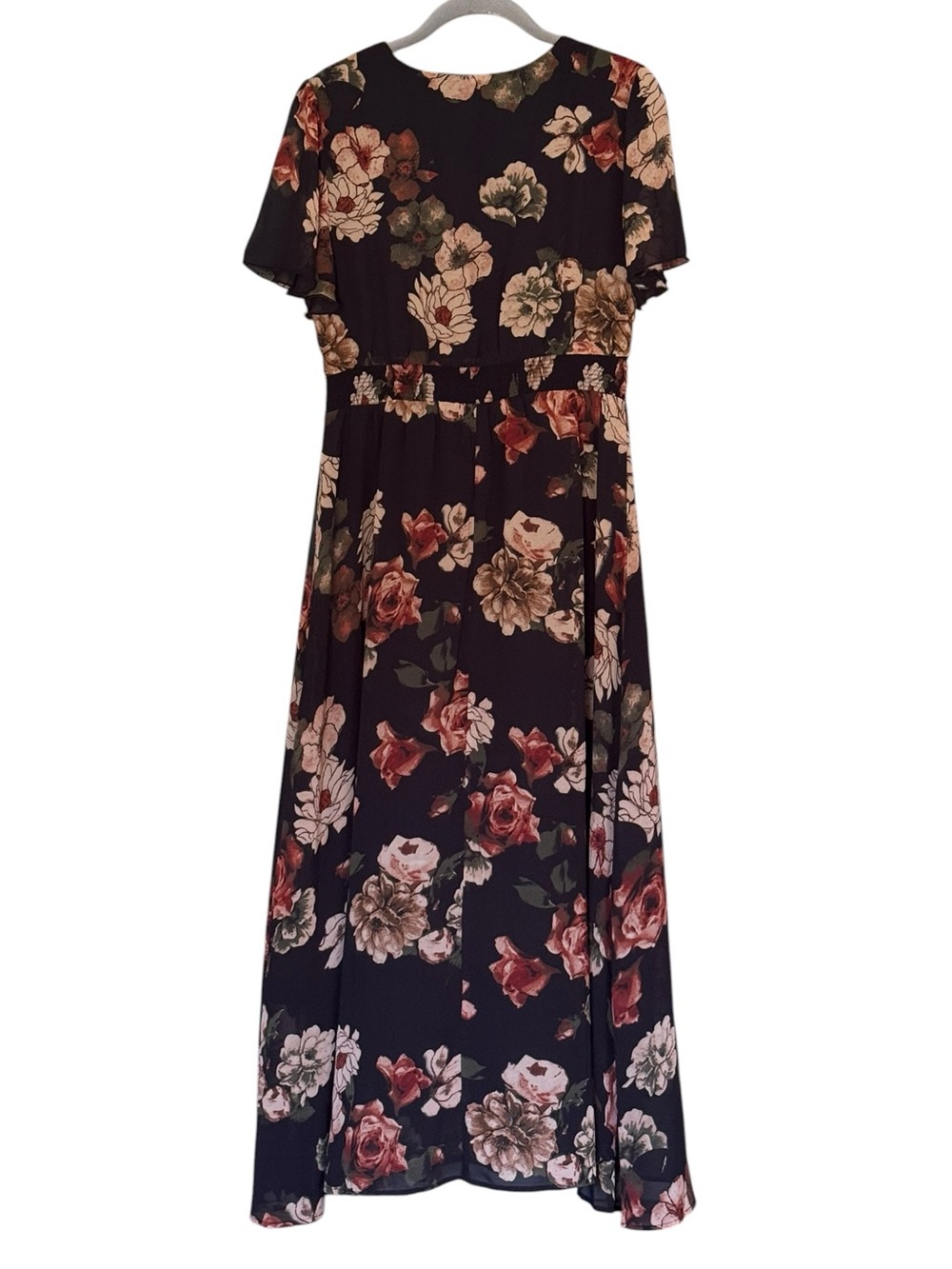 SIMPLEE Floral V-Neck Maxi Dress M Black Neutral NWOT - Picture 9 of 13